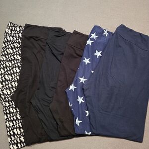 LuLaRoe Leggings Bundle - Black, Navy & White Star Print
